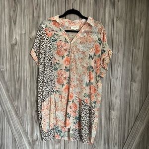 Umgee USA Women's XL Sheer Floral Blouse Multicolor Top